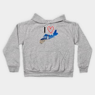 I Love Nova Scotia with Peggy's Cove Lighthouse Kids Hoodie